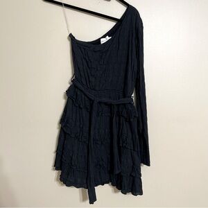 Hello Molly Black One-Shoulder Mini Dress